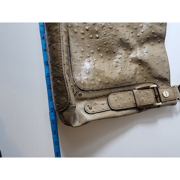 ANTONIO MELANIE Tan Light Brown Ostrich Satchel Hand Bag - Picture 4 of 8